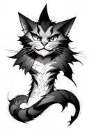 Draw a sketch of a tattoo of a Cheshire (cat) from the game American madness returns that wraps around a leg tattoo design idea