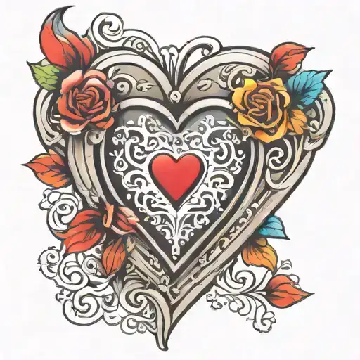 heart shaped locket tattoo design idea