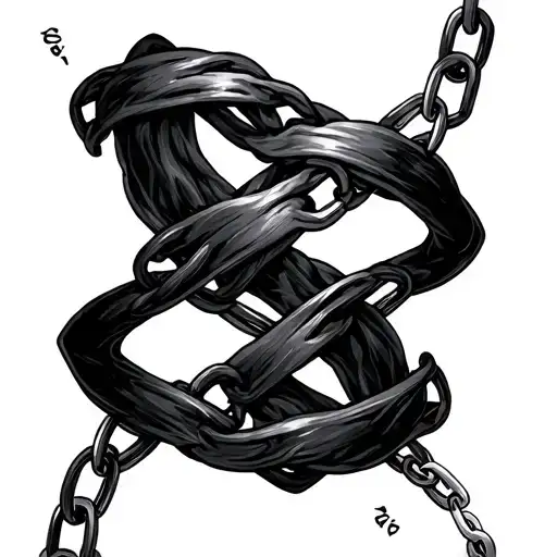 Main Setup (for both versions): Two elegant curved chains wrapping around both thighs Fine-line black ink Slightly diffe tattoo design idea