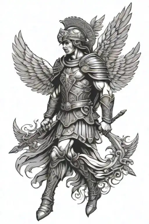 Armenia warrior with wings tattoo design idea