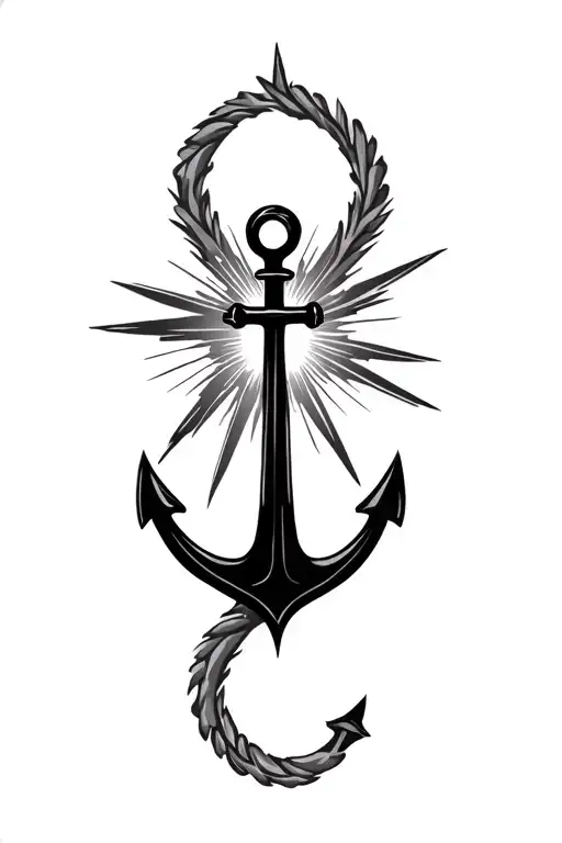 starburst with anchor tattoo design idea