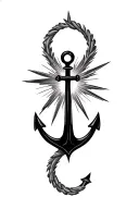 starburst with anchor tattoo design idea