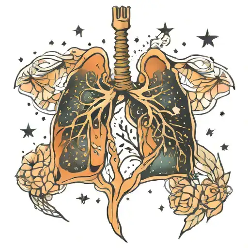 constellation lungs tattoo design idea