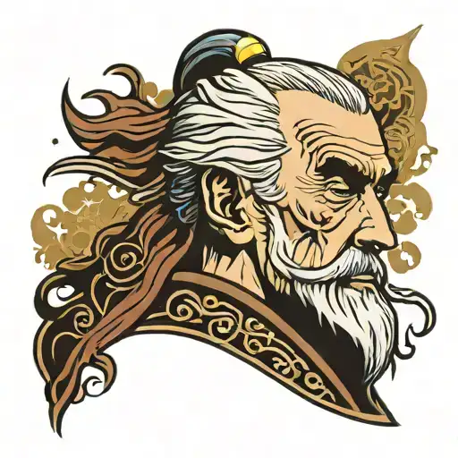 count dooku traditional style tattoo namakubi severed head tattoo design idea