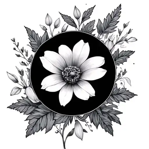 Larkspur And Cosmos and snow drop  tattoo design idea