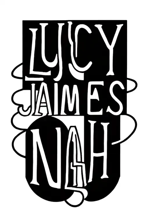 "Lucy James Noah " children's names tattoo design idea