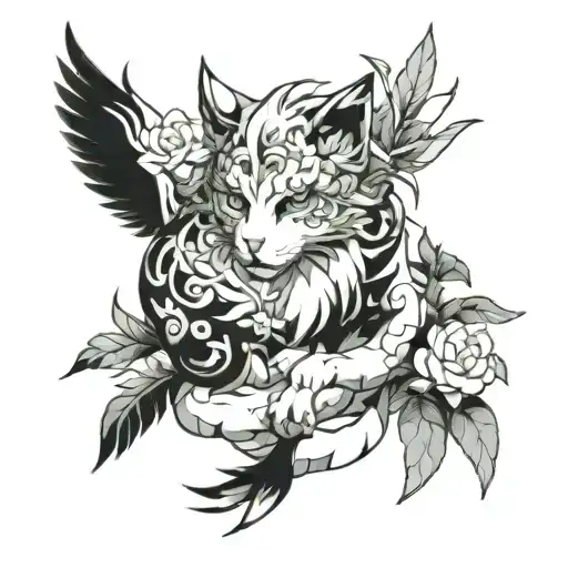 anime, nature, mobile development tattoo design idea