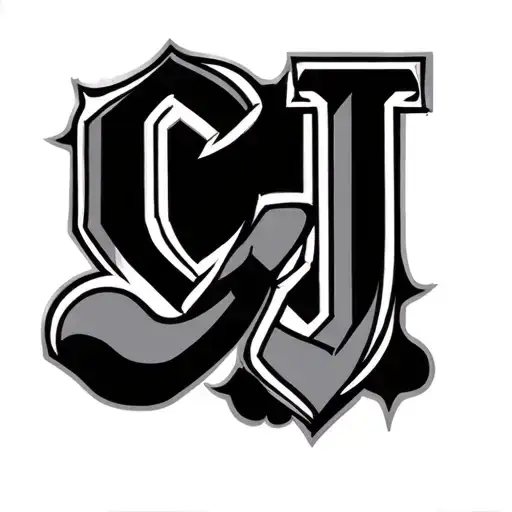 "CJ" "CJ" C J tattoo design idea