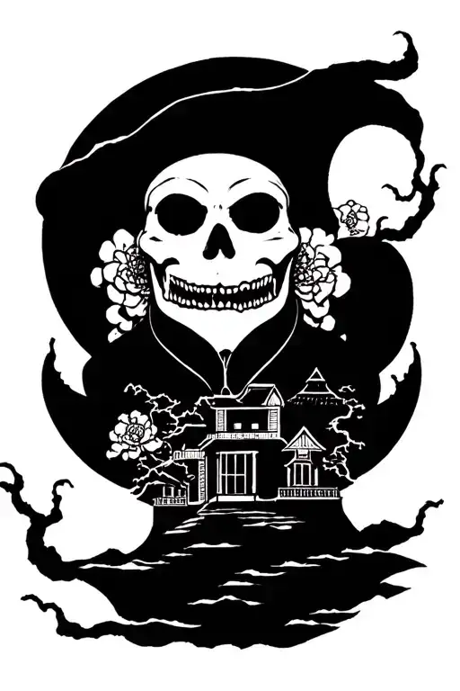 haunted mansion tattoo design idea