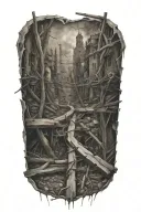 crossroads torn between the forces tattoo design idea