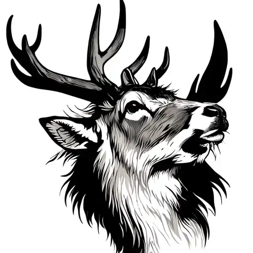 jackalope howling tattoo design idea