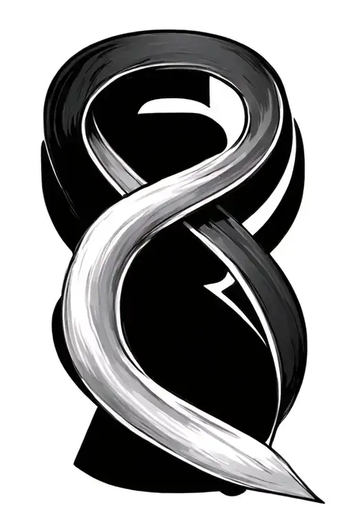 breast cancer ribbon intertwined with letter R tattoo design idea