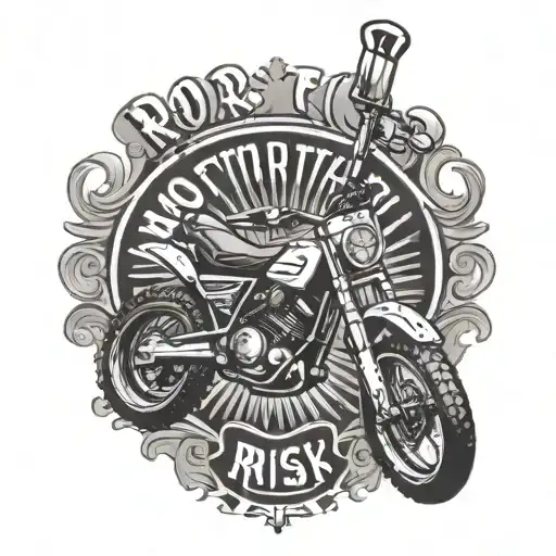Motocross throttle handle and text no risk no story tattoo design idea