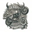 Motocross throttle handle and text no risk no story tattoo design idea
