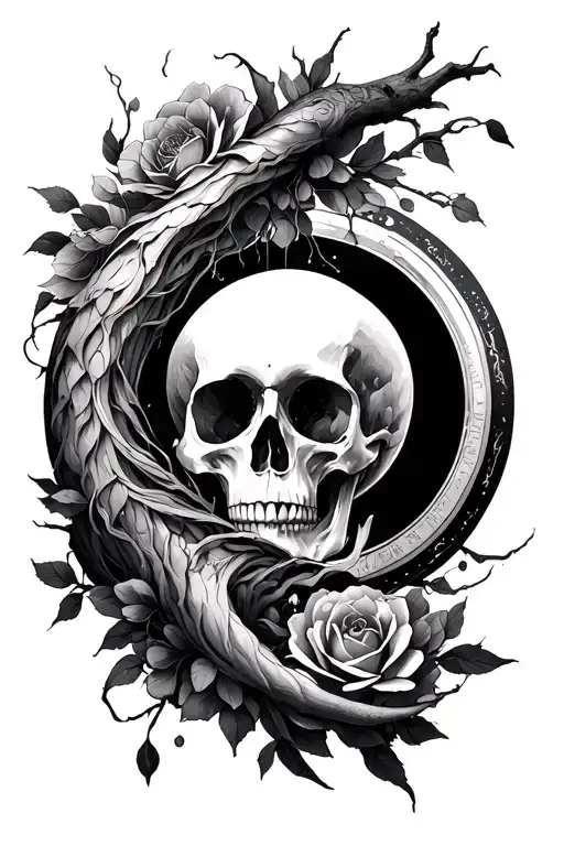 ENSO CIRCLE WITH Memento Mori memento vivere tattoo design idea