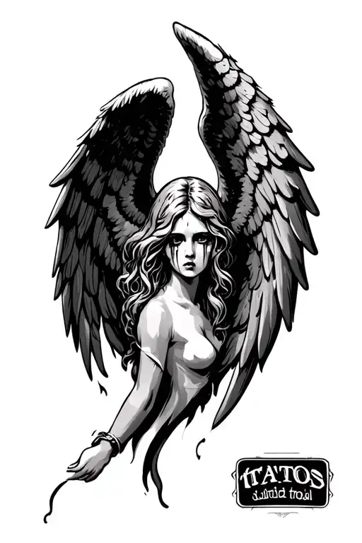 Crying Angel Wings tattoo design idea
