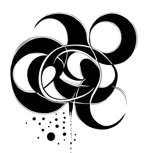 “Minimalist black line tattoo designs blending imperfect circles, delicate hourglasses, flowing waves, and subtle dots t tattoo design idea