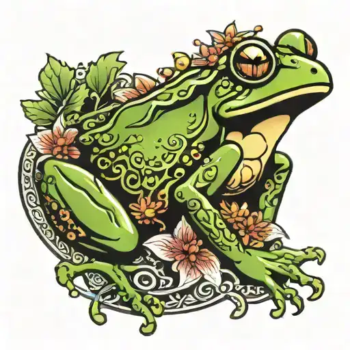 lucky charm frog riding tattoo design idea