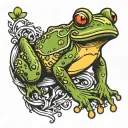 lucky charm frog riding tattoo design idea