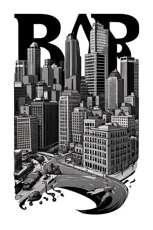 Baltimore city skyline tattoo design idea