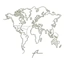 airplane flying over a world map made tattoo design idea
