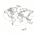 airplane flying over a world map made tattoo design idea