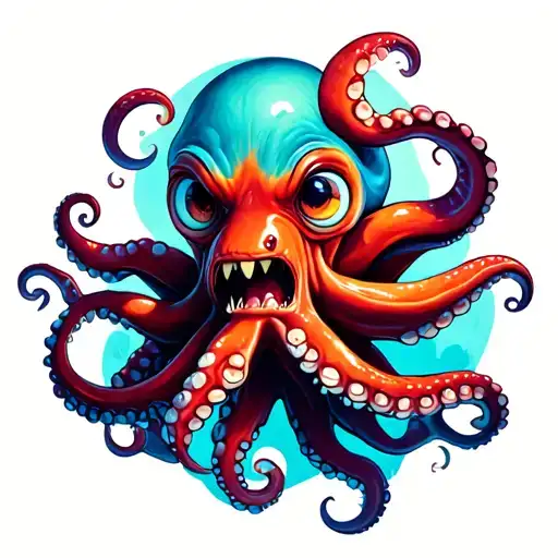 cute angry octopus tattoo design idea