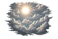 sun  rays  falling  down through clouds tattoo design idea