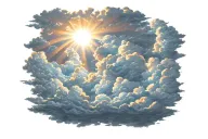 sun  rays  falling  down through clouds tattoo design idea