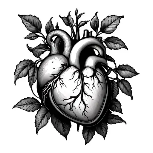 Persephone pomegranate human heart snake tattoo design idea
