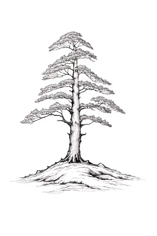 western red cedar tree silhouette tattoo design idea