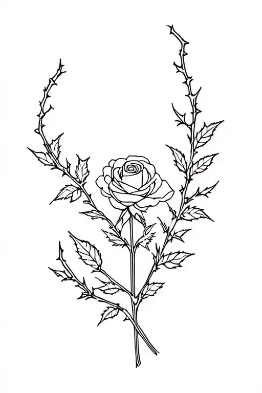 rose bouquet with thorn bush surrounding tattoo design idea