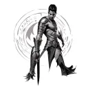 gladiator leg armor tattoo design idea