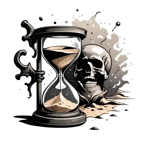 cheating death hour glass with sand tattoo design idea