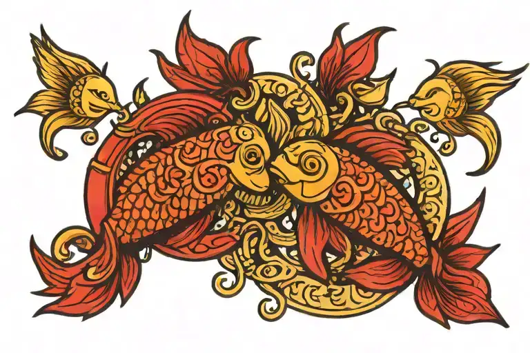 gemini and pisces zodiac sign tattoo design idea