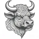 bull's head tattoo design idea