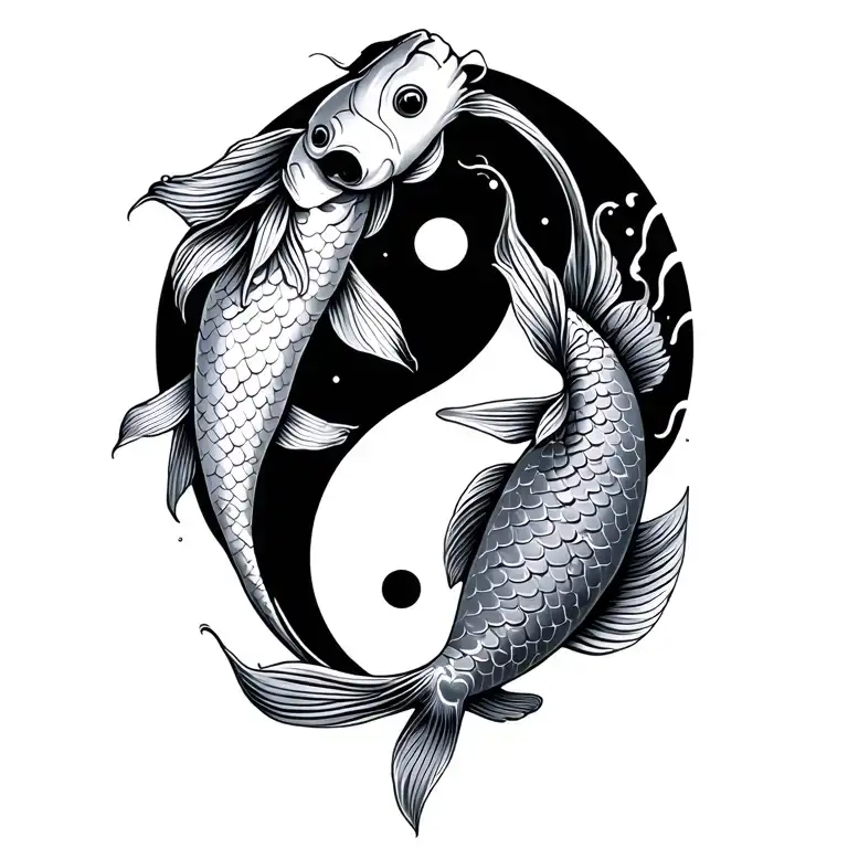 simple feminine Koi fish in a yin yang design tattoo design idea