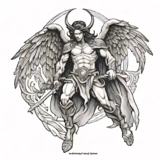 arch angel michael killing lucifer tattoo design idea