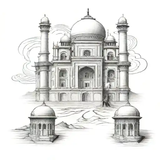 Petra lost city beside taj Mahal tattoo design idea