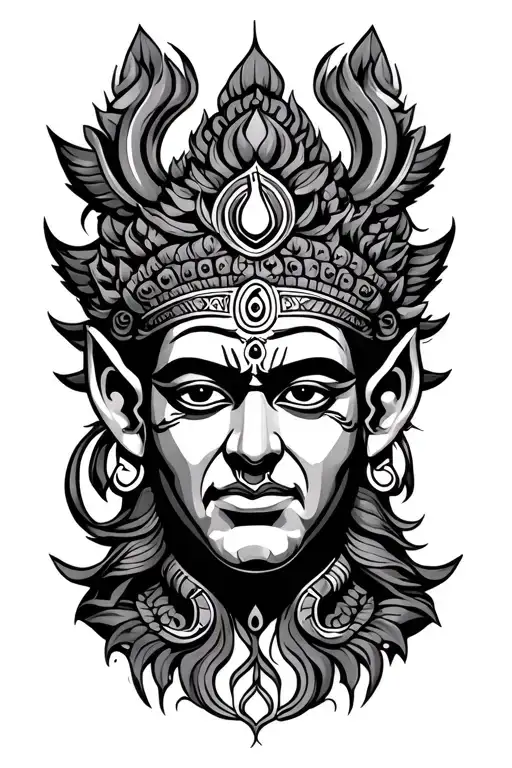 Bhairav Power Peace Knowledge tattoo design idea