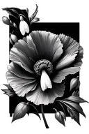 poppy flower and snowdrop flower intertwined tattoo design idea