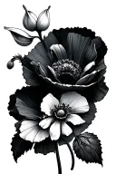 poppy flower and snowdrop flower intertwined tattoo design idea