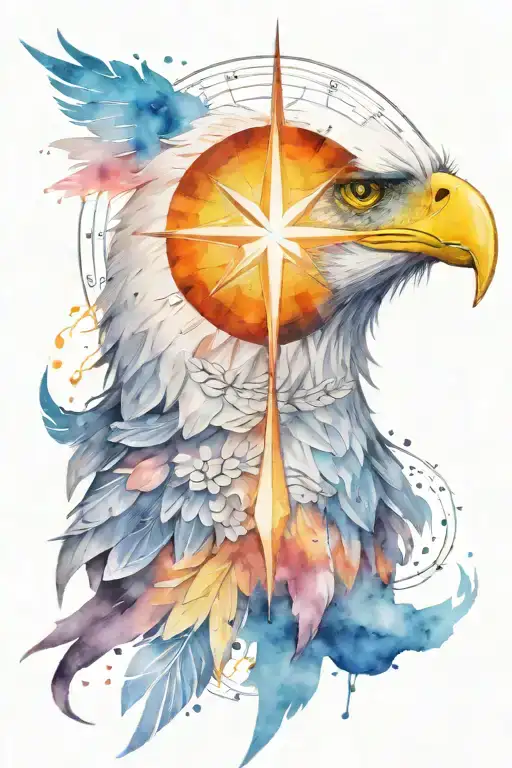 compass eagle head tattoo design idea
