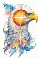 compass eagle head tattoo design idea