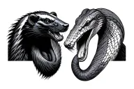 Honey Badger and King Cobra looking at eachother  tattoo design idea