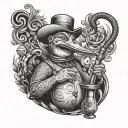 mac pato smoking a hookah tattoo design idea