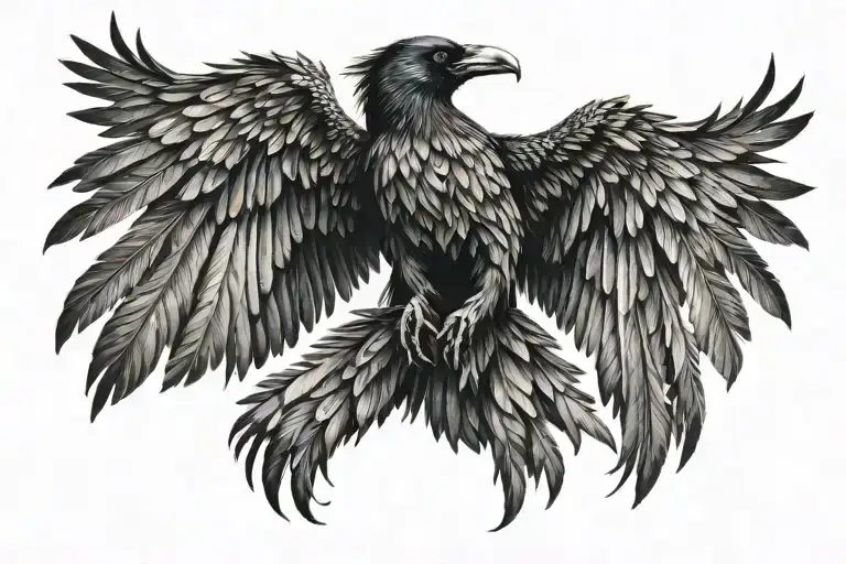 Raven wings on back tattoo tattoo design idea