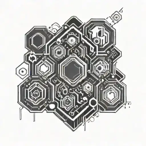 circuits with hexagon inside tattoo design idea
