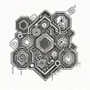 circuits with hexagon inside tattoo design idea