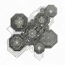 circuits with hexagon inside tattoo design idea